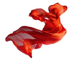 Flowing red fabric creating dynamic movement in a stylish design png