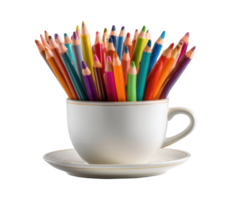 Colorful pencils in a cup for creative activities png