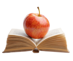 Learning concept with a book and a fresh apple on top png