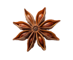 Star anise spice with distinctive star shape and seeds png