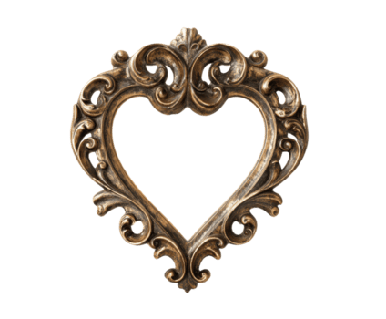 Ornate heart shaped frame for decorative art display png