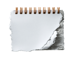 Creative blank notepad with torn edge and spiral binding png