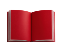 Open red book on a plain background for creative projects png