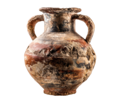 Ancient pottery vessel with rustic design and detailed texture png