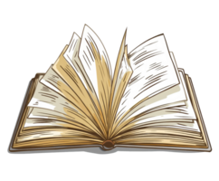 Open book with turning pages of knowledge and imagination png