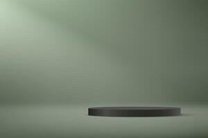 Dark green Background Empty Room Studio with black podium Space for selling products on the website. illustration. vector