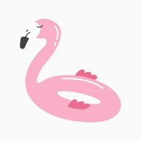 a pink flamingo floating on an inflatable pool float vector