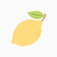a lemon is shown with a leaf flat icon vector