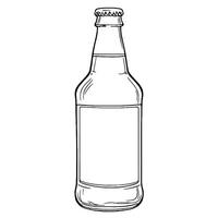 Simple Line Art Illustration of an Empty Glass Bottle with a Blank Label for Customization vector