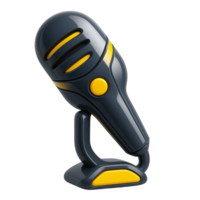 Sleek dark gray and yellow retro microphone design render png
