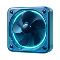 Abstract 3d render of a blue computer cooling fan png