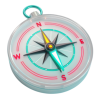 Modern 3d render of a teal and red compass png