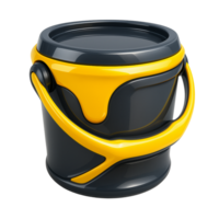 Sleek gray and yellow paint bucket 3d render png