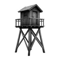 Rustic wooden watchtower on transparent background png