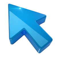 Shiny blue computer mouse cursor arrow isolated on transparent background png