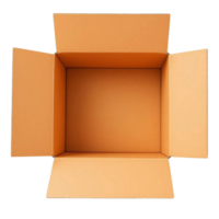 Open cardboard box top view isolated on transparent background png