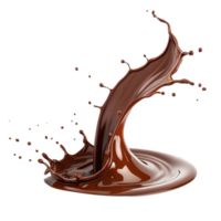 Dynamic chocolate splash with droplets isolated on transparent background png