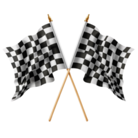 Two crossed checkered flags waving isolated on transparent background png