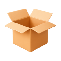 Open cardboard box container isolated on transparent background png