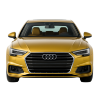 Front view of a golden audi sedan isolated on transparent background png