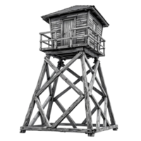 Rustic wooden watchtower structure isolated on transparent background png