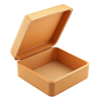 Open square orange box container isolated on transparent background png