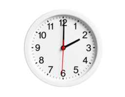 A white clock shows two oclock isolated on transparent background png