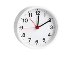 A white round clock isolated on transparent background png