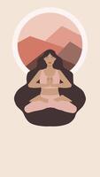 A woman sitting in a lotus position with mountains in the background video