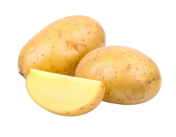 Three potatoes isolated on transparent background in a studio shot png
