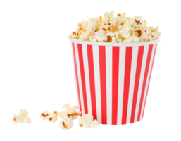 A bucket of popcorn isolated on transparent background in studio shot png