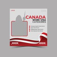 Canada Work Permit social Media Post design vector