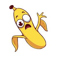 Cartoon Banana with Silly Face Perfect for Stickers and Prints vector
