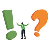 Businessman confused question mark and exclamation mark vector