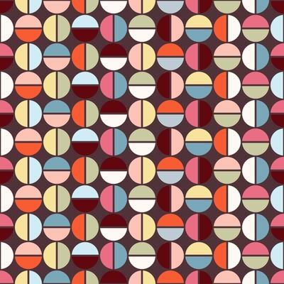 Trendy, retro geometric seamless patterns with colorful circles. Modern abstract background texture