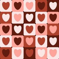 hearts on a checkered Monochrome, Valentine seamless pattern. Modern retro 60s, 70s Aesthetic texture vector
