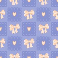 Bow and heart pattern on fabric vector