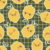 Cute lemons with happy faces vector