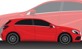 Realistic Car Illustration red color with background vector