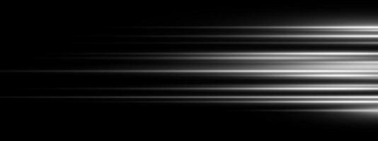 White speed light trail with neon glow and silver blur on black background. Futuristic plasma beam effect with energy flare and motion streak. Tech posters or digital design illustration. vector