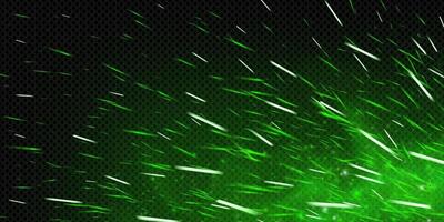 Green fire spark dynamic effect with glowing embers, fog and toxic mist. Abstract fantasy flame with light, smoke and particles on dark background. Magic texture with motion, heat and sparkle. vector