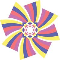 Vibrant geometric abstract design with swirling stripes and squares vector