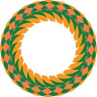 Seamless interlocking geometric orange and green circular pattern design vector
