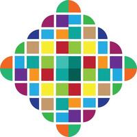 Vibrant geometric mosaic design with soft rounded edges vector