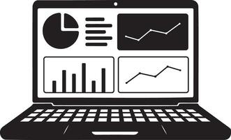 Modern laptop displaying diverse business data analytics charts vector