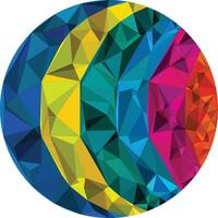 Vibrant abstract geometric circle design with polygonal elements vector
