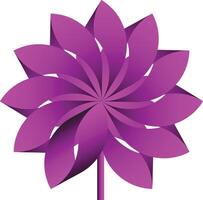 Vibrant fuchsia pinwheel flower with gradient petals abstract design vector