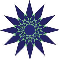 Intricate blue green geometric starburst design vector