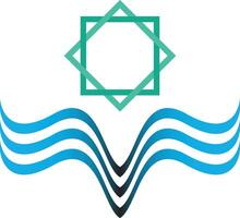 Abstract geometric star and flowing wave design with vibrant color palette vector