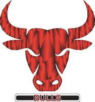 Geometric red bull head silhouette with bold advertising text vector